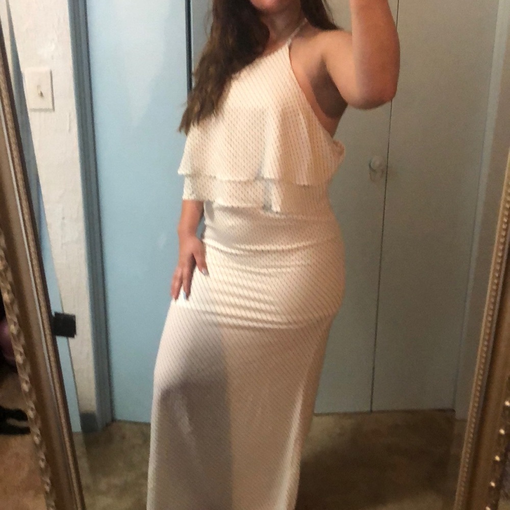 White polka dot maxi